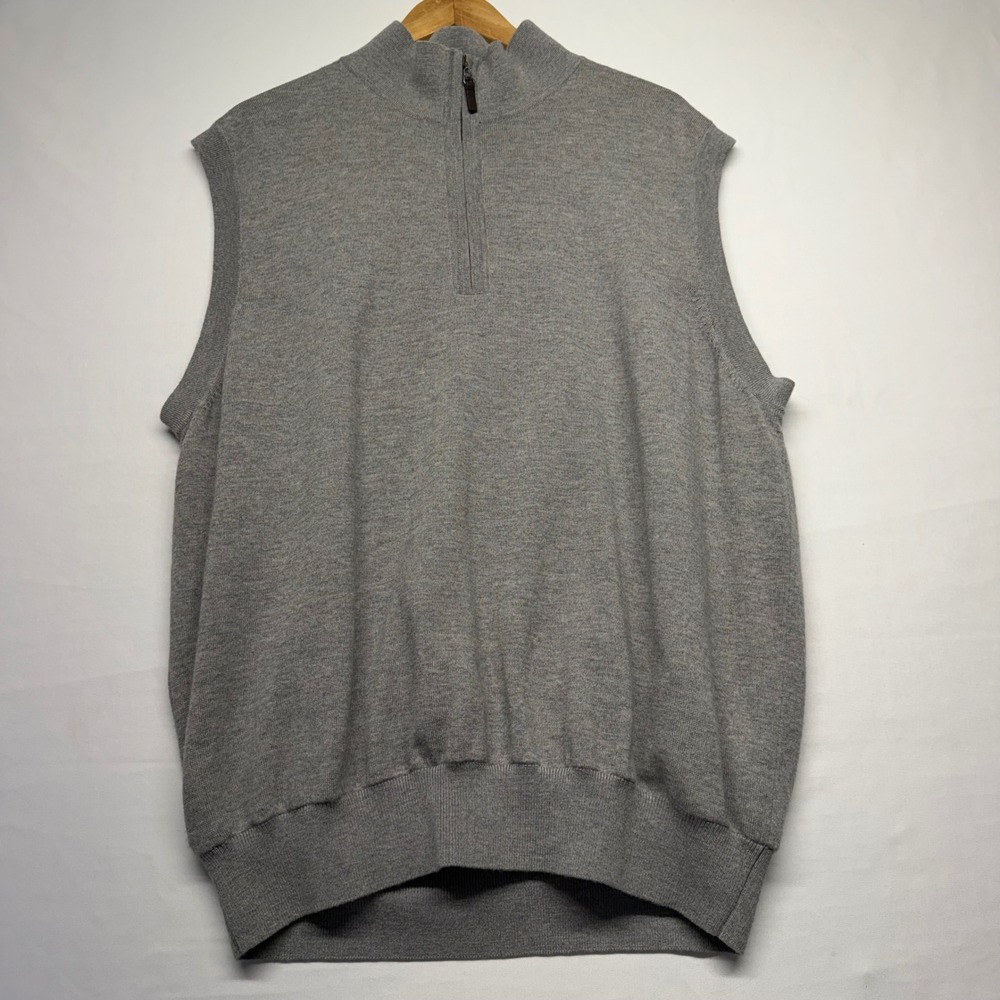 Fairway & Greene Merino Wool Golf Vest Lined 1/4 Zip Gray Mens L Hidden Pocket